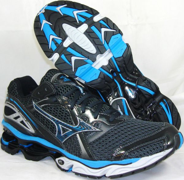 NIB MIZUNO BLACK BLUE SILVER WAVE CREATION 12 RUNNING