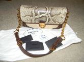 PRADA Paglia Twist Straw Python Flap Shoulder