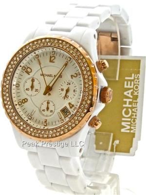 MICHAEL KORS WHITE ROSE CHRONO ACRYLIC MK5379